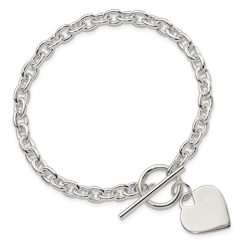 8 Zoll Sterlingsilber Gravierbar Herz Knebel Armband