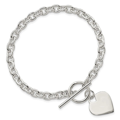 8 Zoll Sterlingsilber Gravierbar Herz Knebel Armband