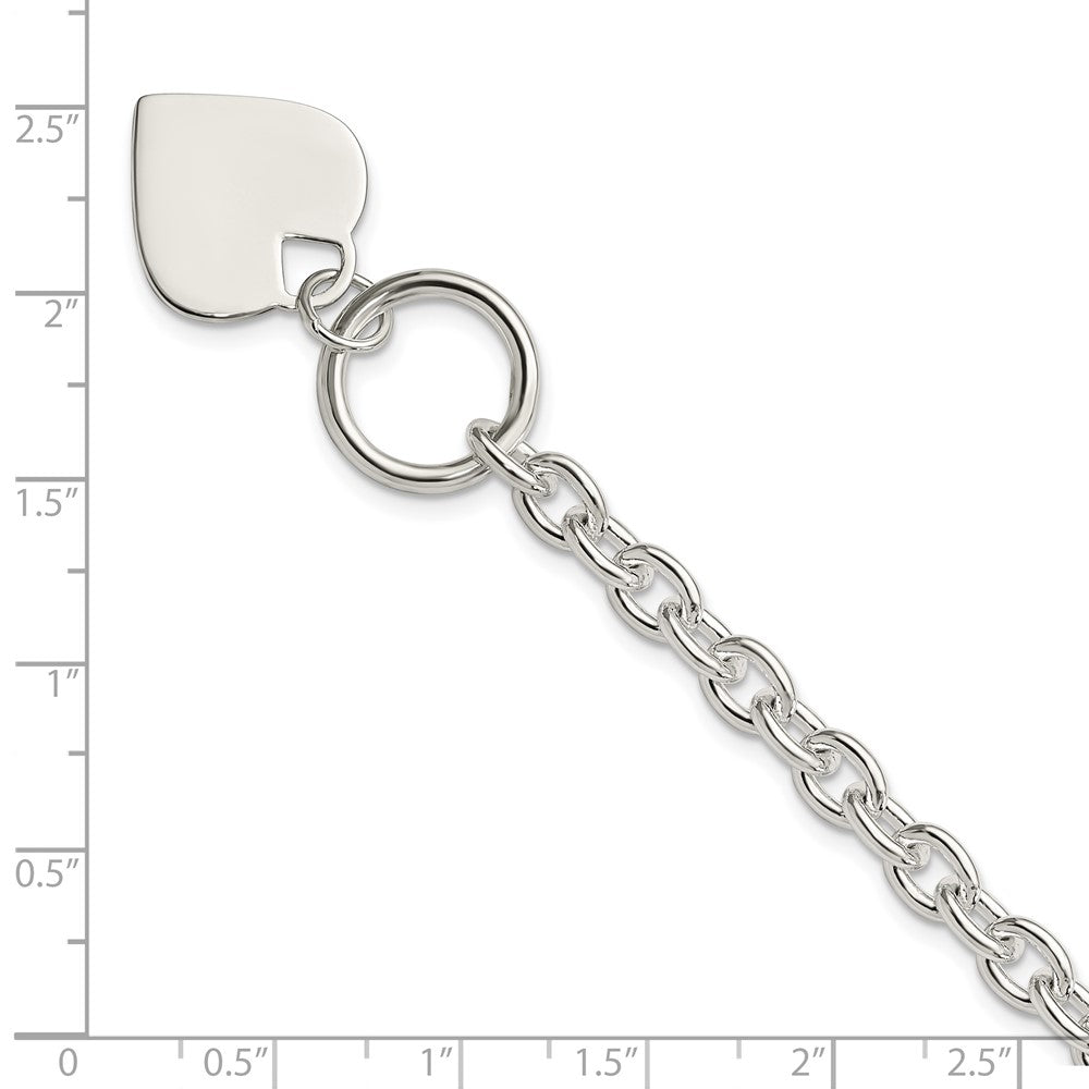 8 Zoll Sterlingsilber Gravierbar Herz Knebel Armband