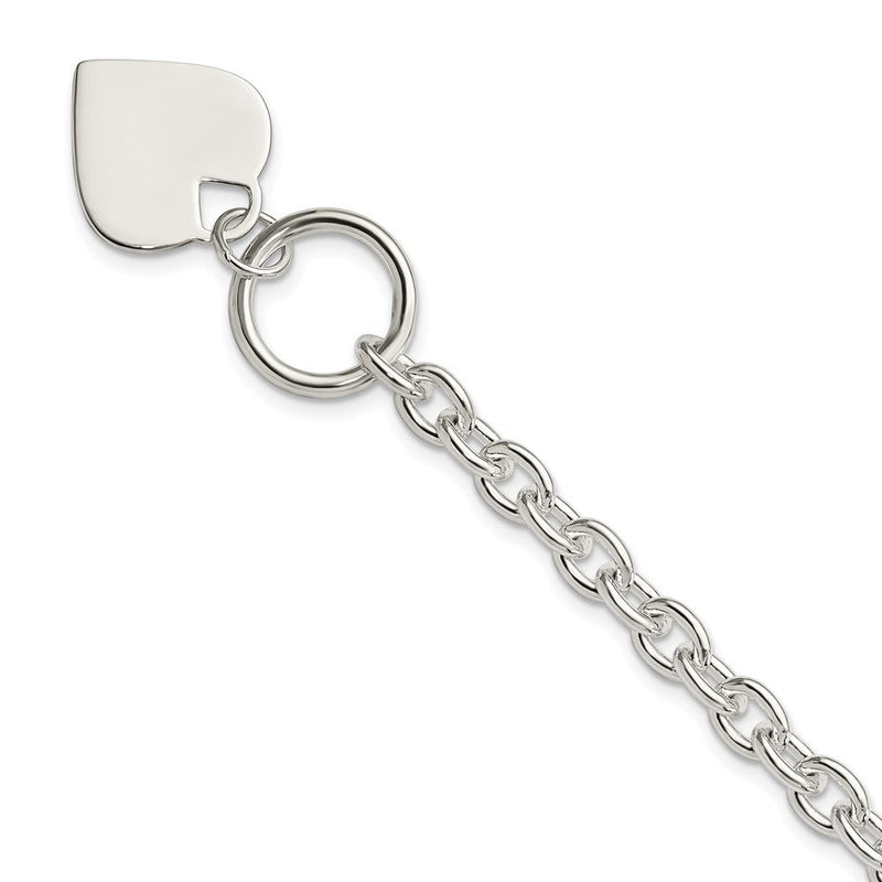 8 Zoll Sterlingsilber Gravierbar Herz Knebel Armband