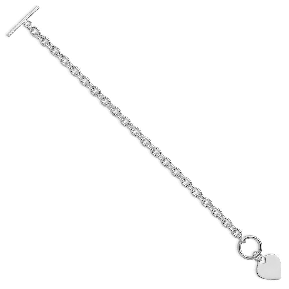Sterlingsilber Rhodiniert Herz Knebel Armband