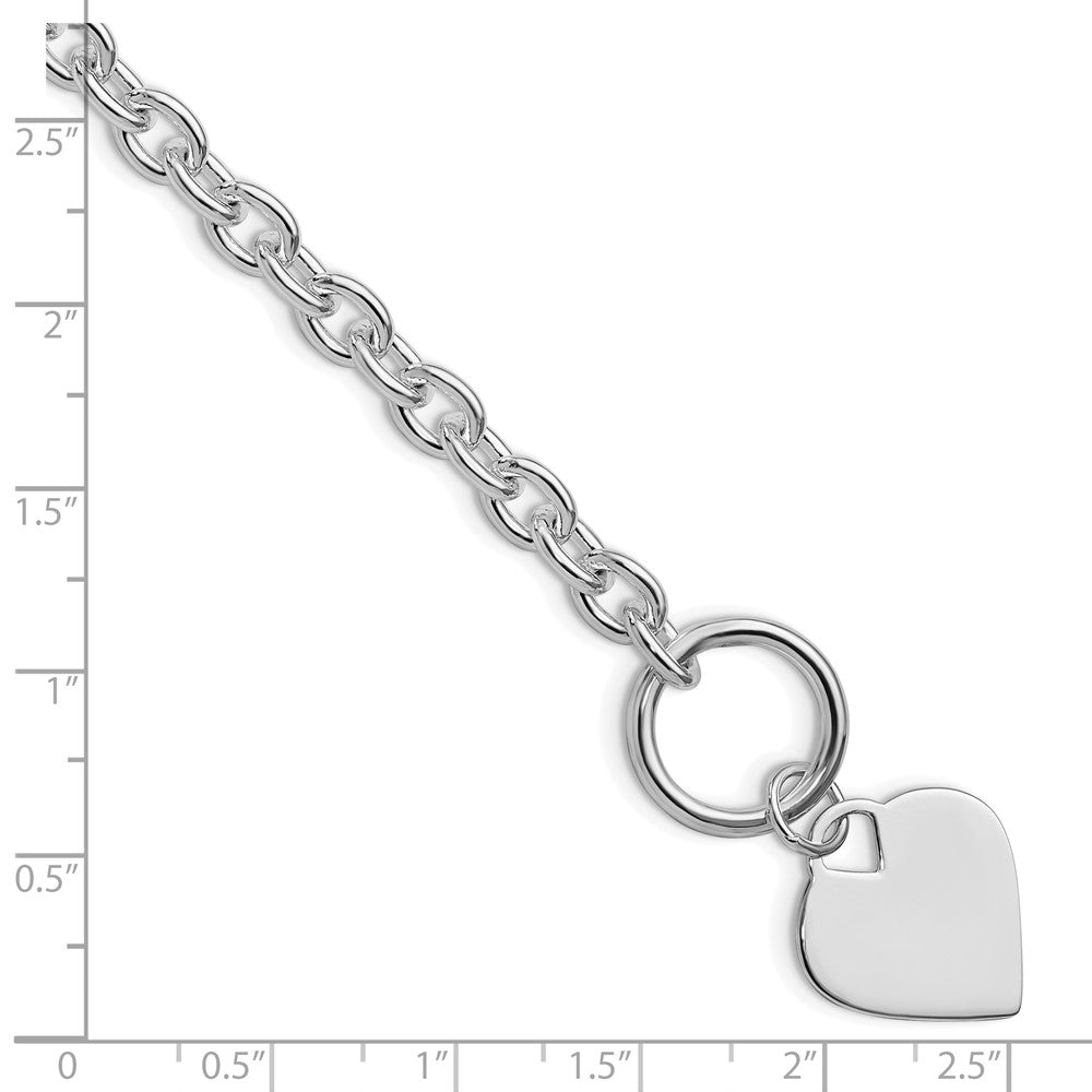 Sterlingsilber Rhodiniert Herz Knebel Armband
