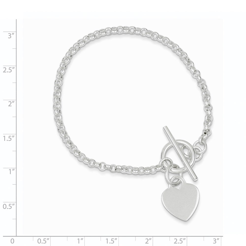7.5 Zoll Sterlingsilber Fantasie Gravierbar Herz Armband
