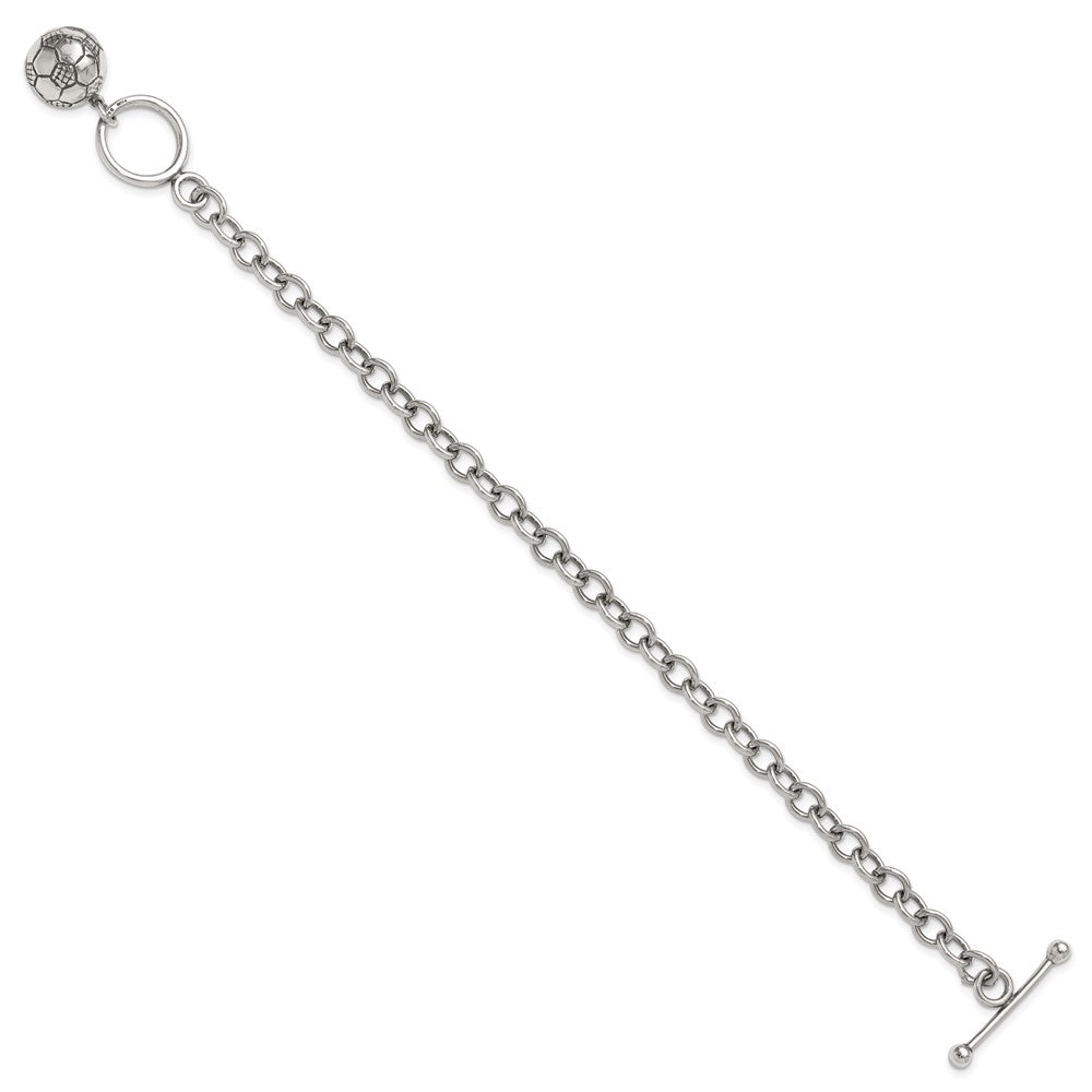 7.75 Zoll Sterlingsilber Fußball Kugel Armband