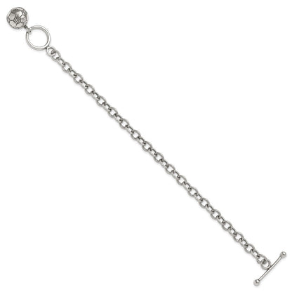 7.75 Zoll Sterlingsilber Fußball Kugel Armband