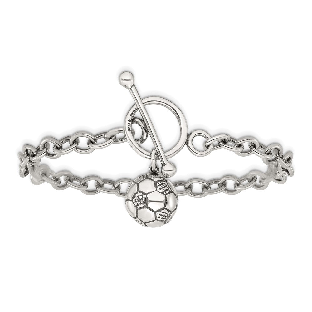 7.75 Zoll Sterlingsilber Fußball Kugel Armband