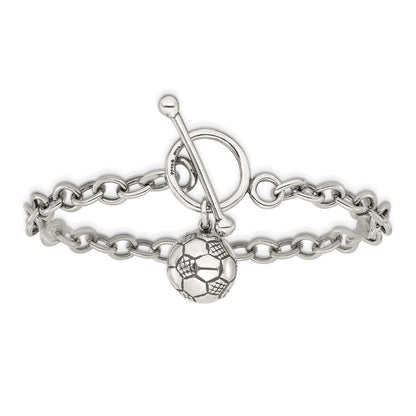 7.75 Zoll Sterlingsilber Fußball Kugel Armband