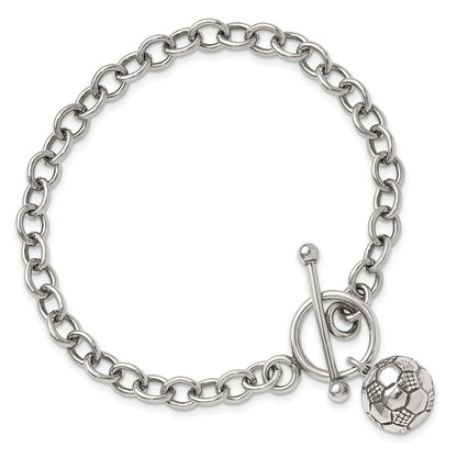 7.75 Zoll Sterlingsilber Fußball Kugel Armband