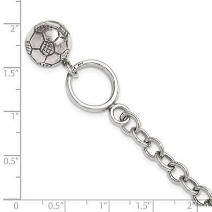 7.75 Zoll Sterlingsilber Fußball Kugel Armband