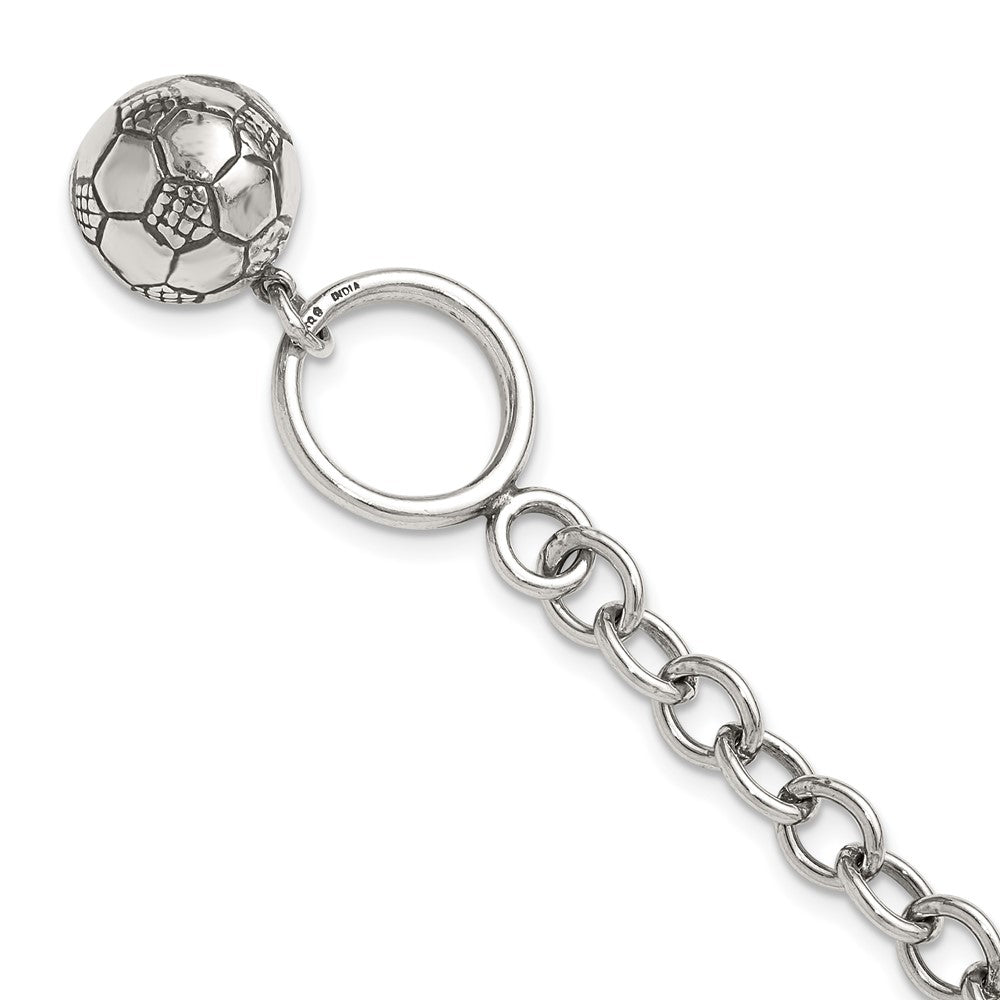7.75 Zoll Sterlingsilber Fußball Kugel Armband