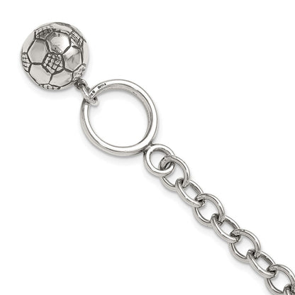 7.75 Zoll Sterlingsilber Fußball Kugel Armband