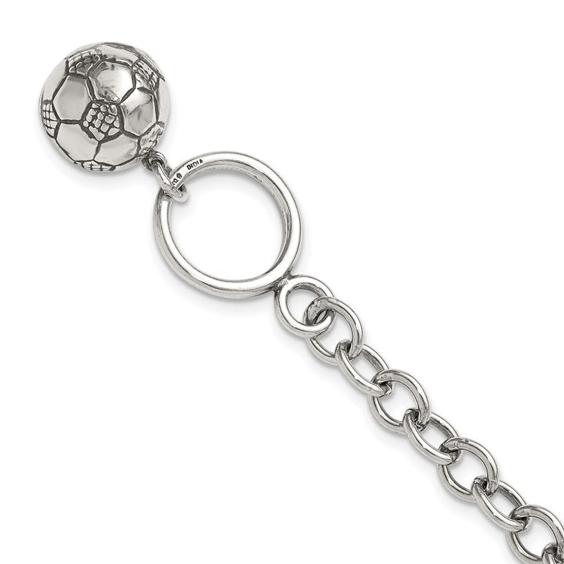 7.75 Zoll Sterlingsilber Fußball Kugel Armband