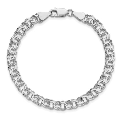 Sterlingsilber Rhodiniert 6mm Doppelt Glieder Charm Armband