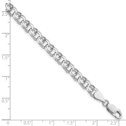 Sterlingsilber Rhodiniert 6mm Doppelt Glieder Charm Armband