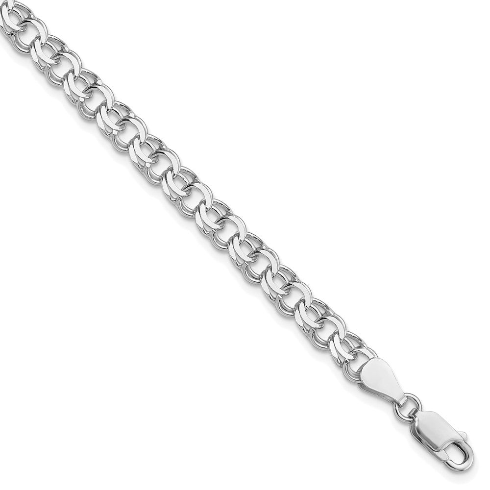 Sterlingsilber Rhodiniert 6mm Doppelt Glieder Charm Armband