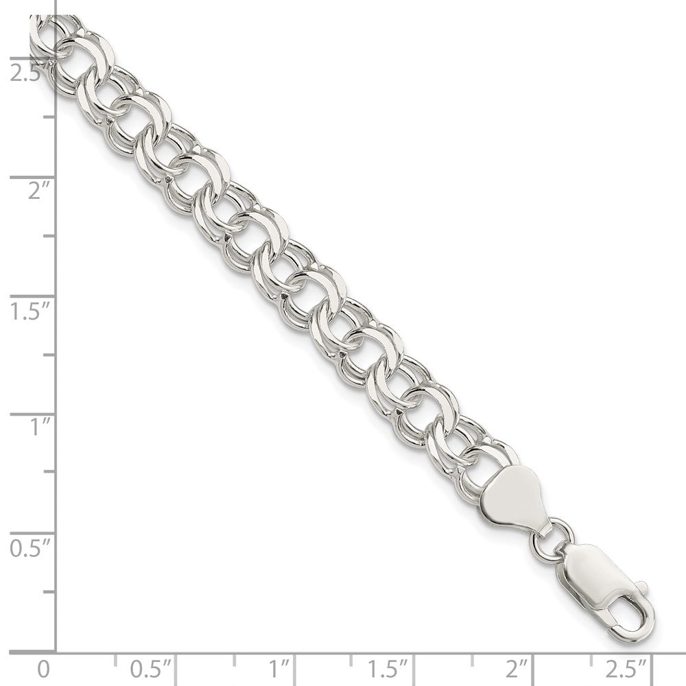 Sterlingsilber 7.6mm Doppelt Glieder Charm Armband