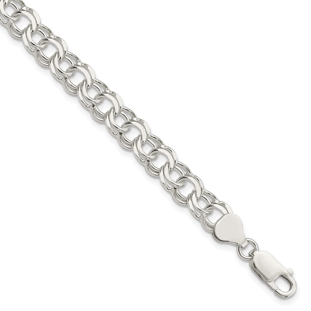 Sterlingsilber 7.6mm Doppelt Glieder Charm Armband