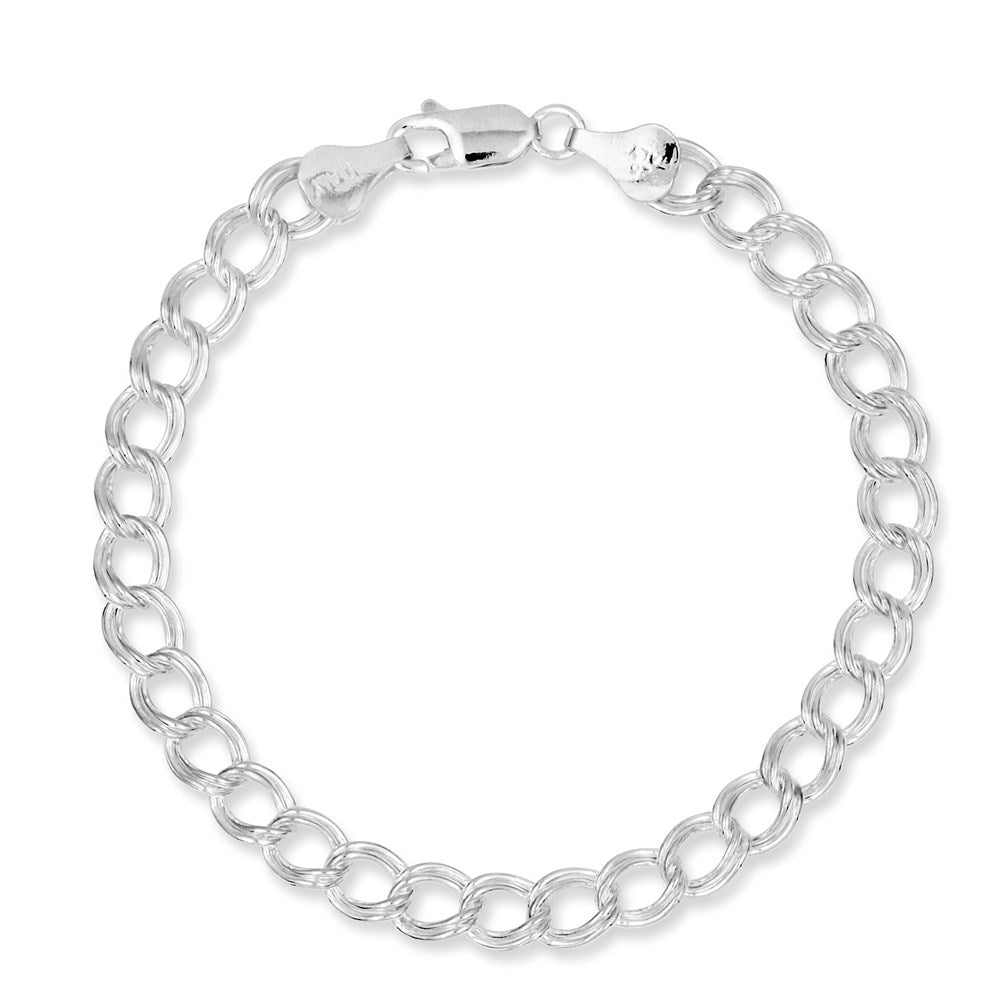 8 Zoll Sterlingsilber 6mm Halbmassiv Doppelt Glieder Charm Armband