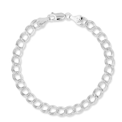 8 Zoll Sterlingsilber 6mm Halbmassiv Doppelt Glieder Charm Armband