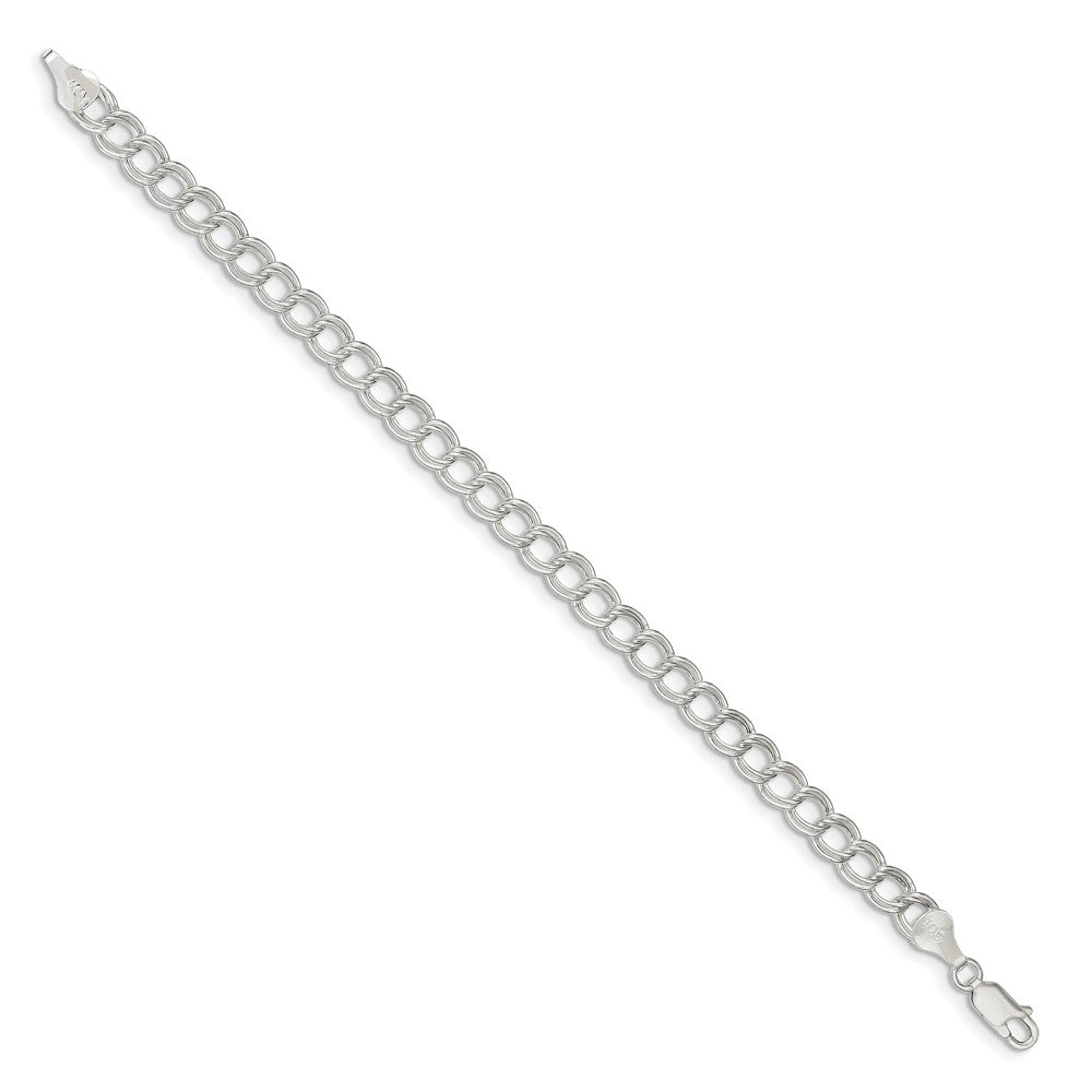 8 Zoll Sterlingsilber 6mm Halbmassiv Doppelt Glieder Charm Armband