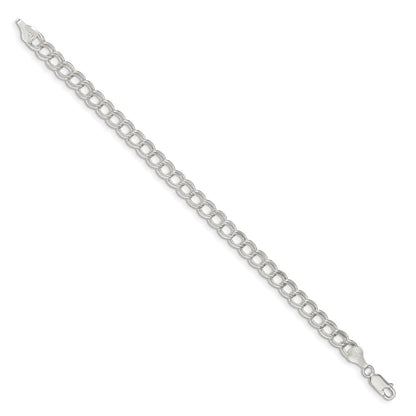 8 Zoll Sterlingsilber 6mm Halbmassiv Doppelt Glieder Charm Armband