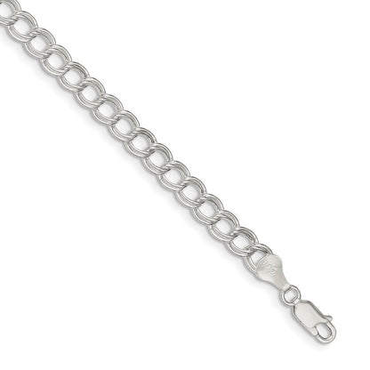 8 Zoll Sterlingsilber 6mm Halbmassiv Doppelt Glieder Charm Armband