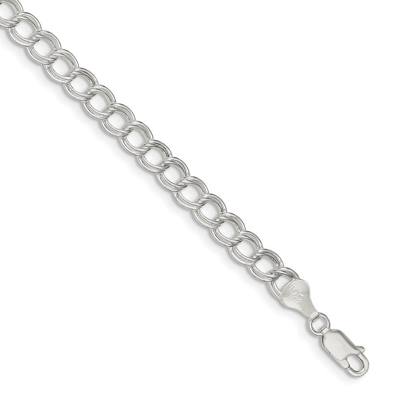 8 Zoll Sterlingsilber 6mm Halbmassiv Doppelt Glieder Charm Armband