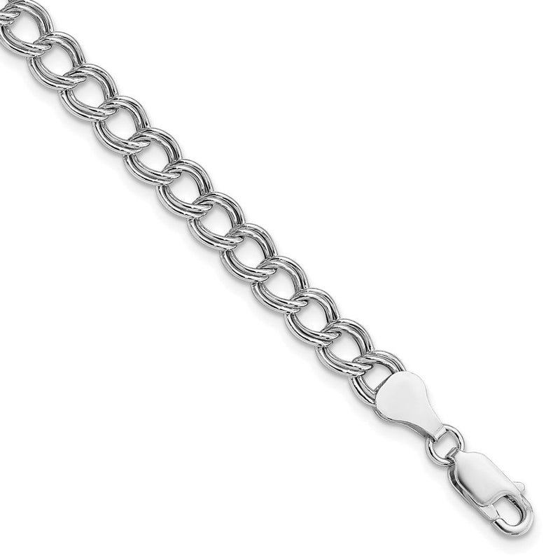 Sterlingsilber Amore La Vita Rhodiniert Poliert 6mm 8 Zoll Doppelt Glieder mit Karabinerverschluss Charm Armband