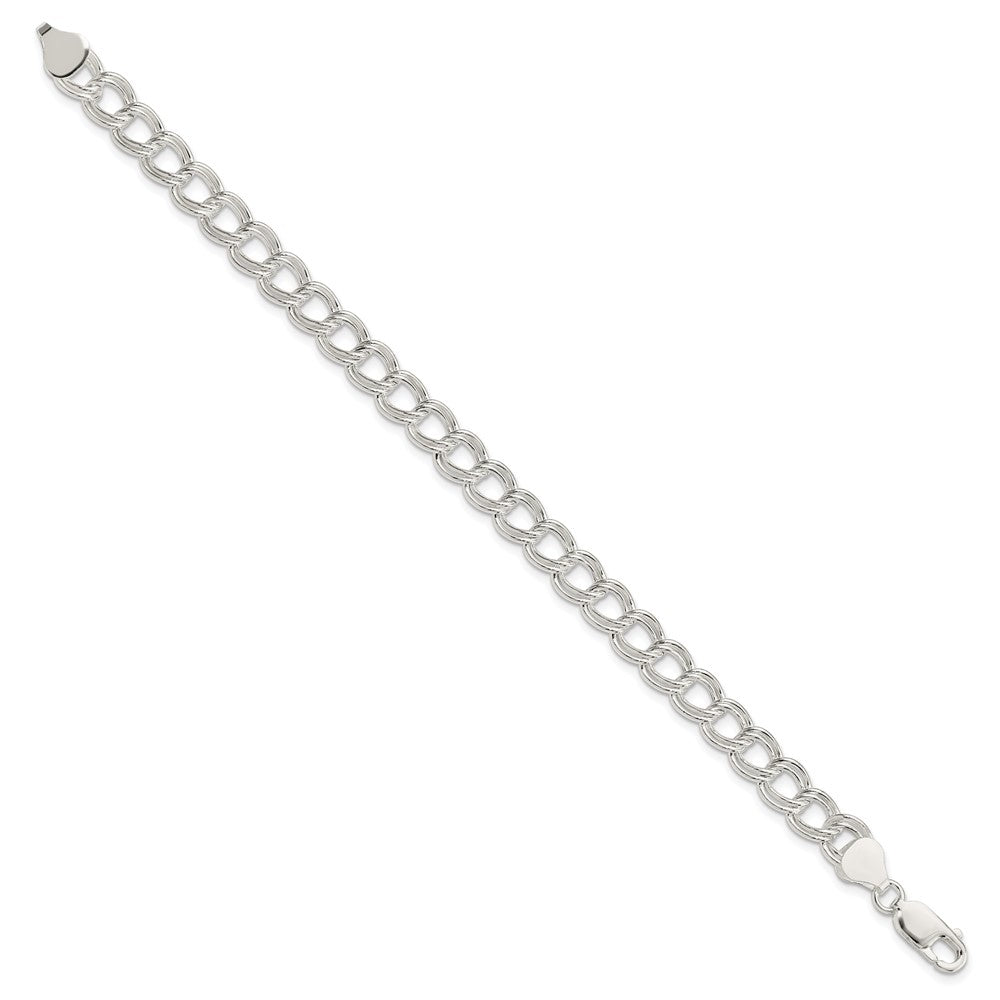 8.5 Zoll Sterlingsilber 7.5mm Halbmassiv Doppelt Glieder Charm Armband