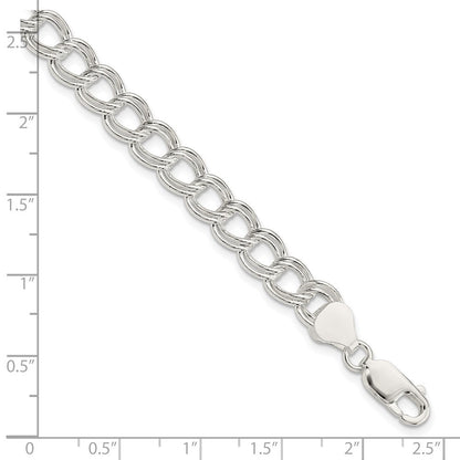 8.5 Zoll Sterlingsilber 7.5mm Halbmassiv Doppelt Glieder Charm Armband