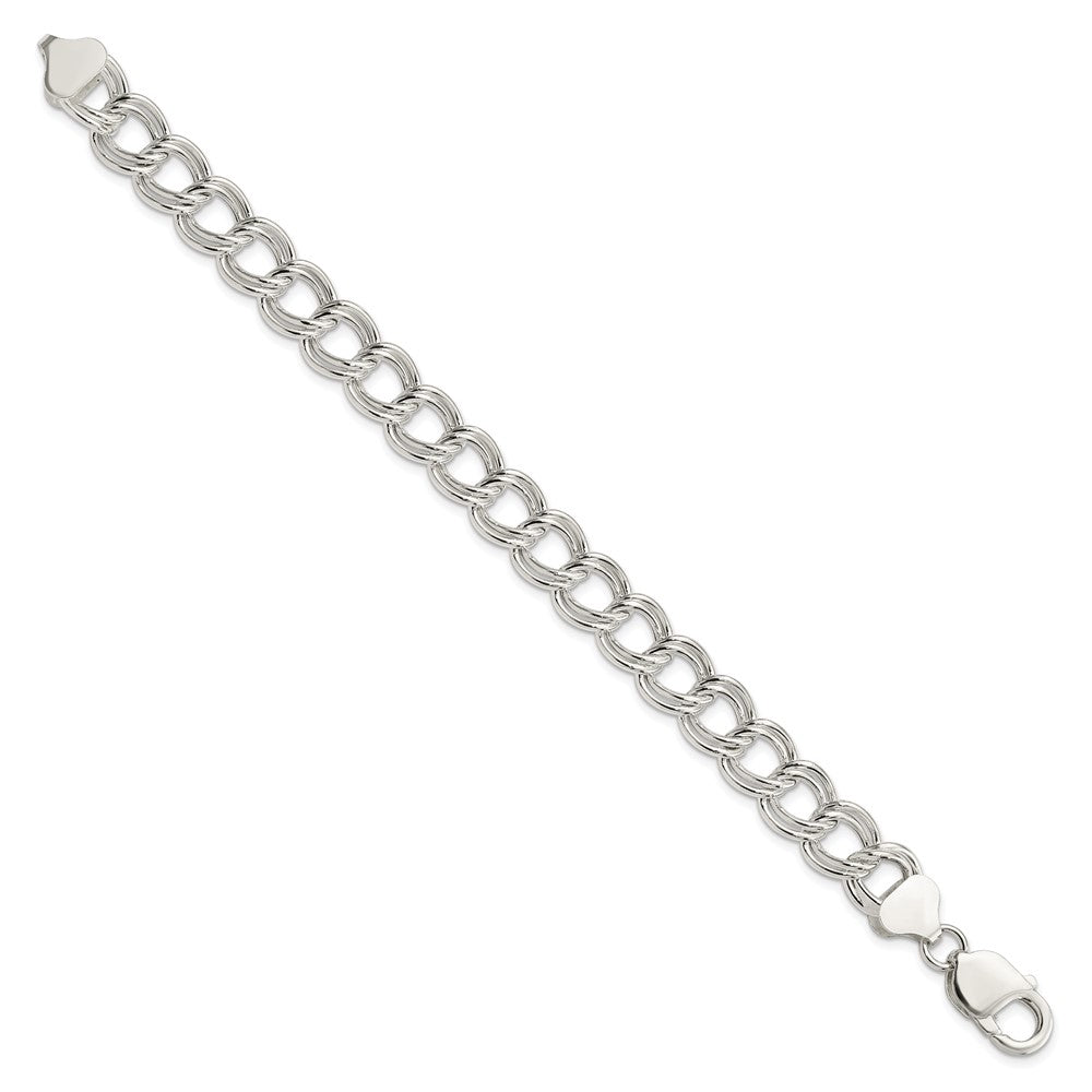 8.5 Zoll Sterlingsilber 10.5mm Halbmassiv Doppelt Glieder Charm Armband