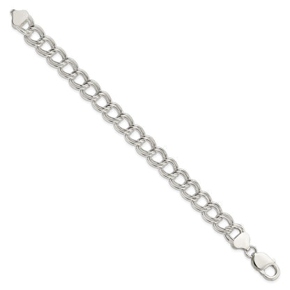 8.5 Zoll Sterlingsilber 10.5mm Halbmassiv Doppelt Glieder Charm Armband