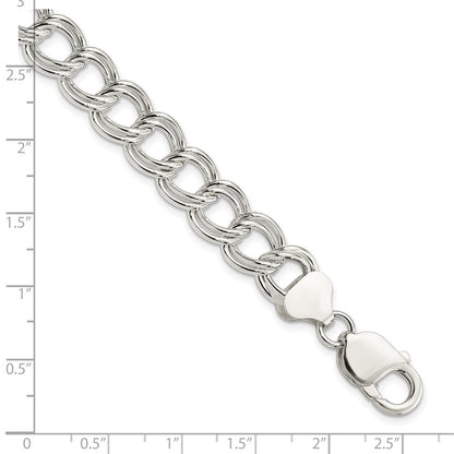 8.5 Zoll Sterlingsilber 10.5mm Halbmassiv Doppelt Glieder Charm Armband