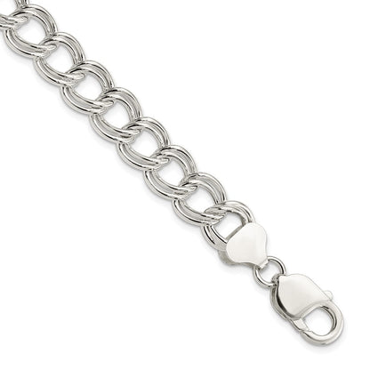 8.5 Zoll Sterlingsilber 10.5mm Halbmassiv Doppelt Glieder Charm Armband
