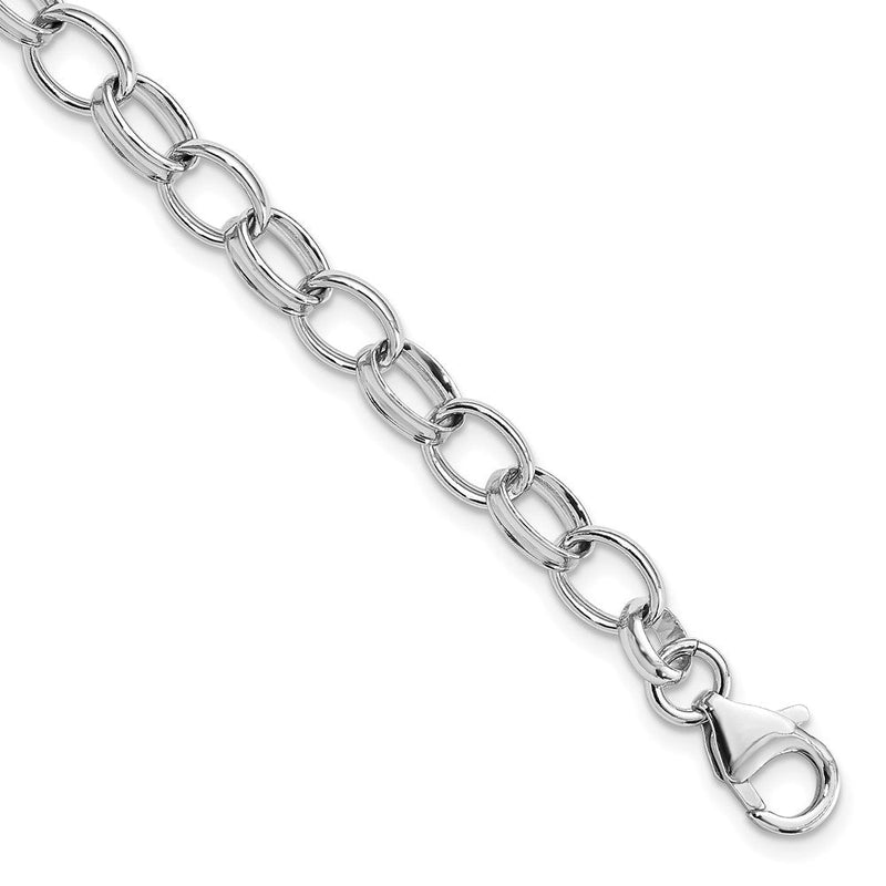 Sterlingsilber Amore La Vita Rhodiniert Poliert 5mm 7.5 Zoll mit Fantasie Karabinerverschluss Charm Armband