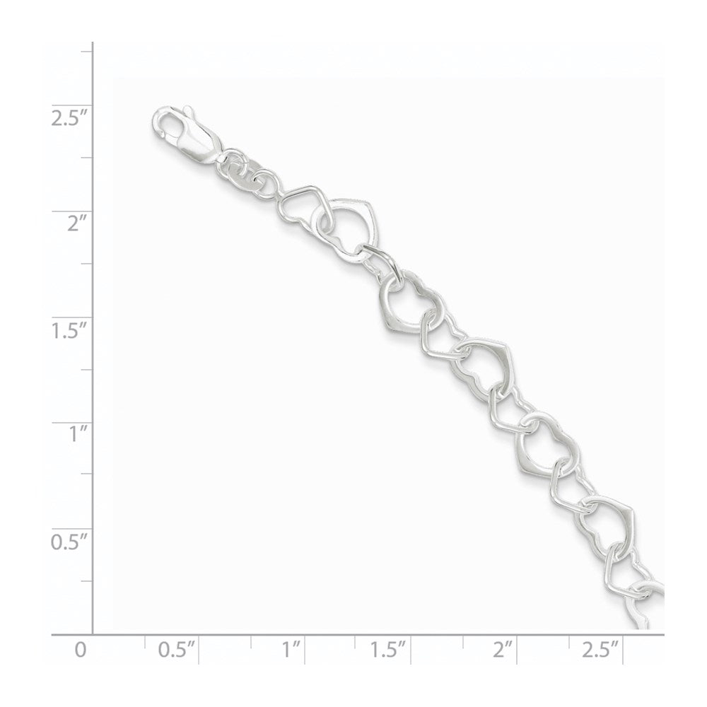 7.5 Zoll Sterlingsilber Herzen Armband