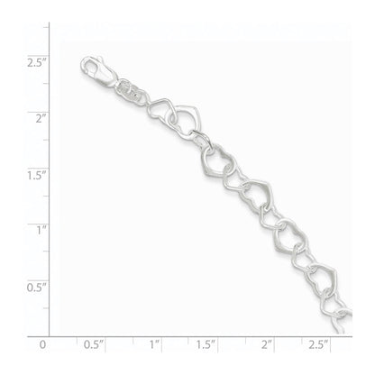 7.5 Zoll Sterlingsilber Herzen Armband