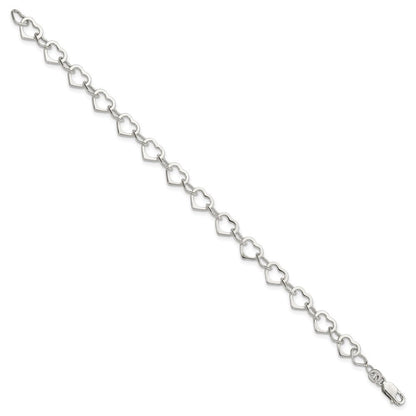 7.5 Zoll Sterlingsilber Herzen Armband