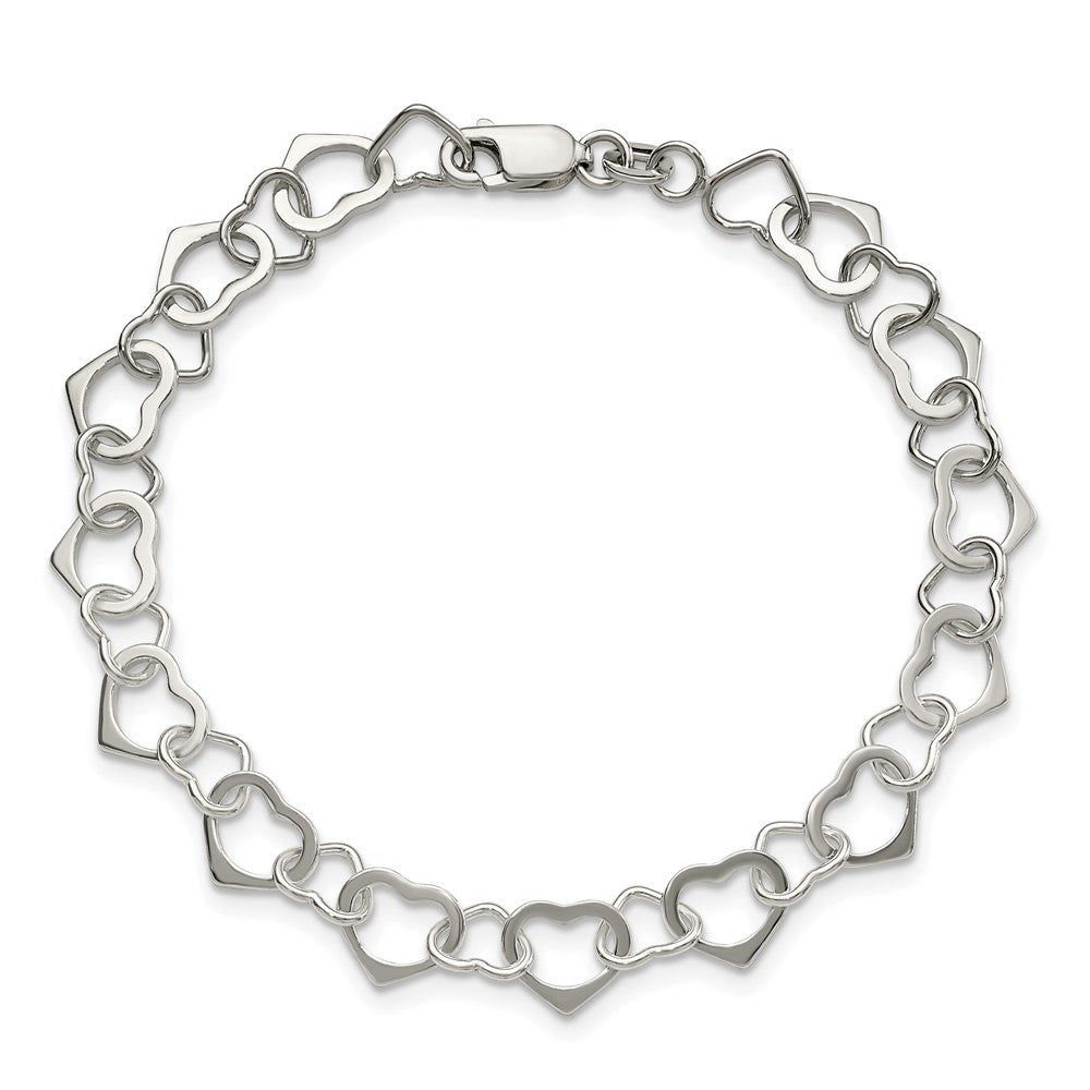7.5 Zoll Sterlingsilber Herzen Armband