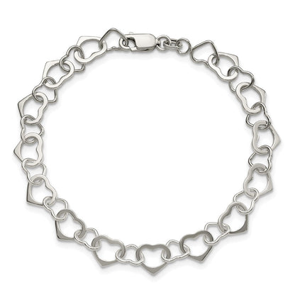 7.5 Zoll Sterlingsilber Herzen Armband