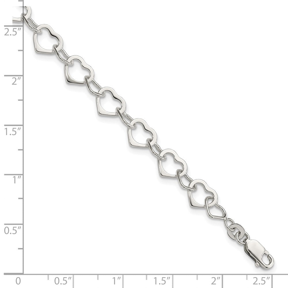 7.5 Zoll Sterlingsilber Herzen Armband
