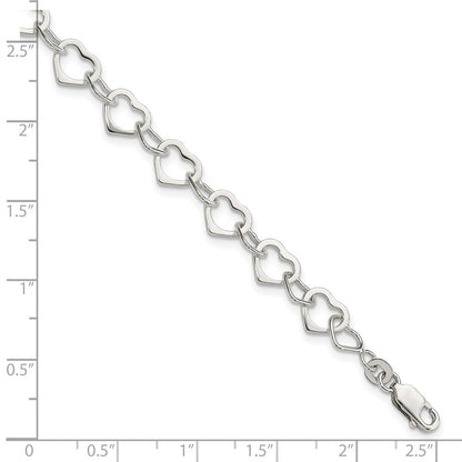 7.5 Zoll Sterlingsilber Herzen Armband