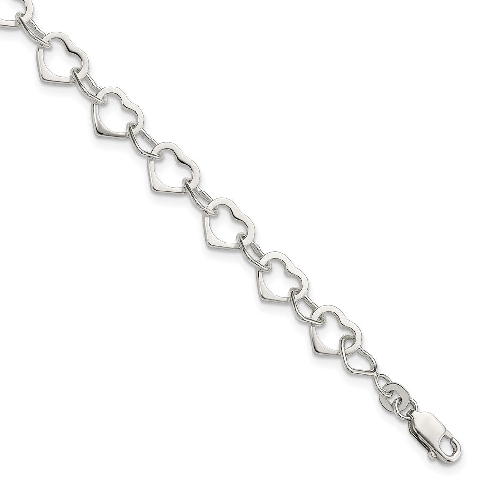 7.5 Zoll Sterlingsilber Herzen Armband