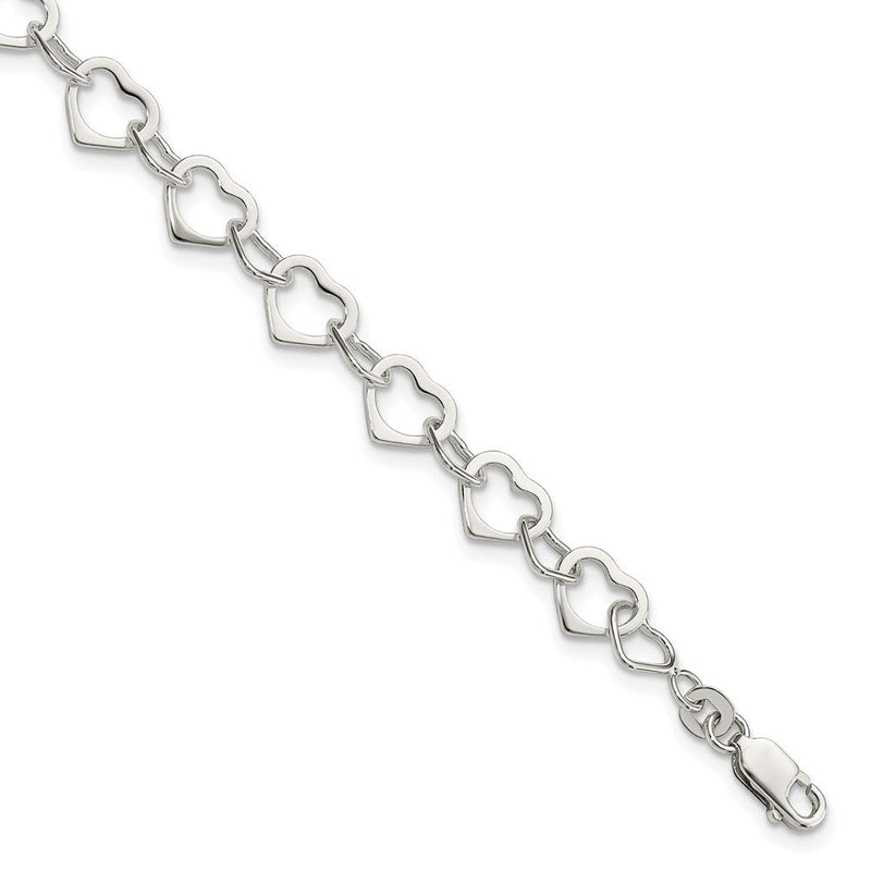 7.5 Zoll Sterlingsilber Herzen Armband