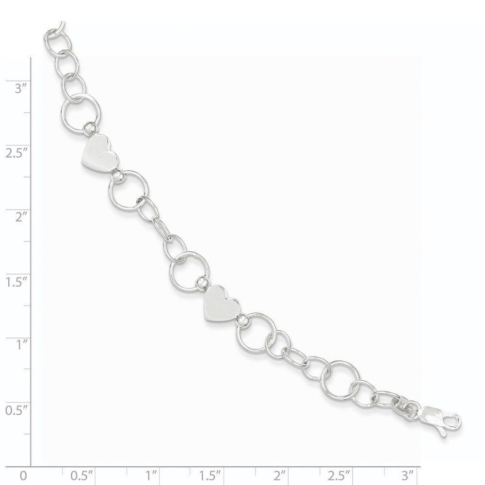 7.5 Zoll Sterlingsilber Herz Armband