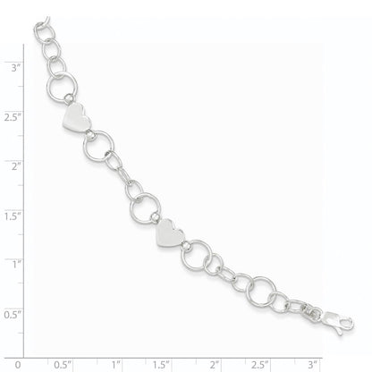 7.5 Zoll Sterlingsilber Herz Armband