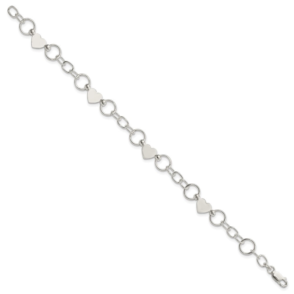 7.5 Zoll Sterlingsilber Herz Armband