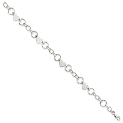 7.5 Zoll Sterlingsilber Herz Armband
