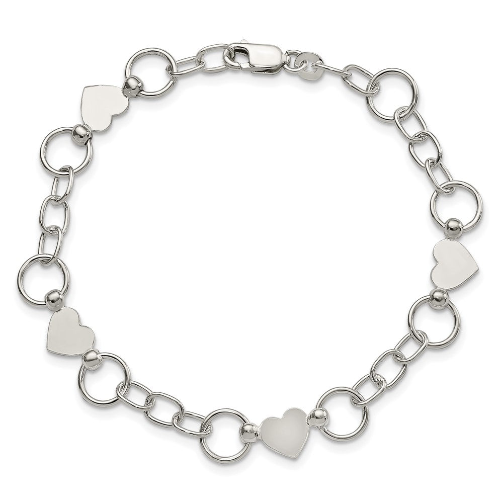 7.5 Zoll Sterlingsilber Herz Armband