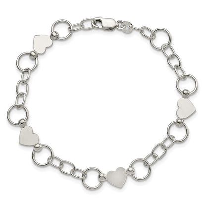7.5 Zoll Sterlingsilber Herz Armband